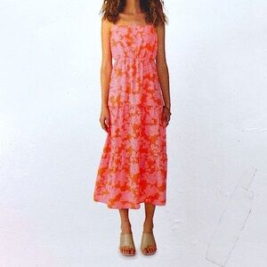 Social Standard by Sanctuary Tiered Maxi Orange & Pink Dress Women’s Size XXL